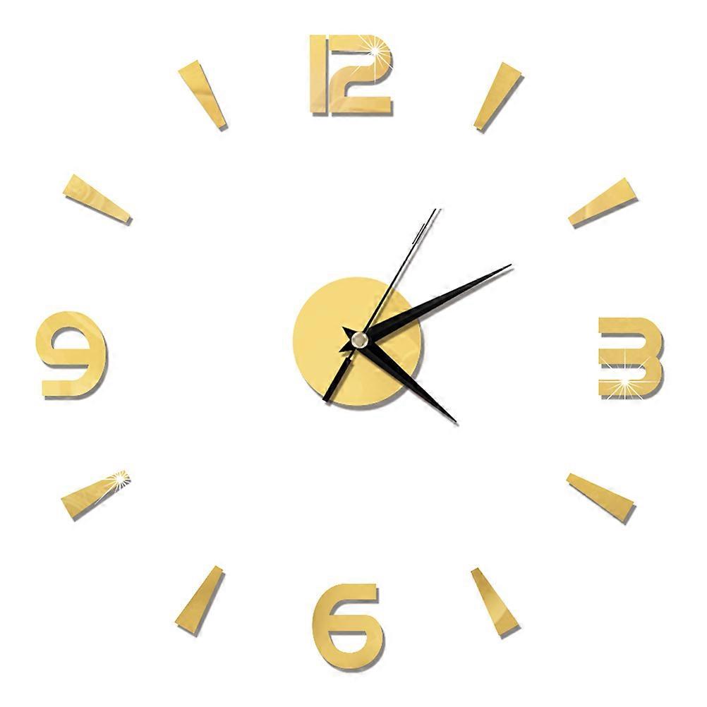 Wall Clock 3D Acrylic Hanging Clock for Time Keeping Gold Design