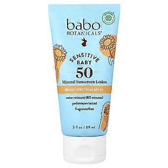 Babo Botanicals, Sensitive Baby, Mineral Sunscreen Lotion, SPF 50, Fragrance Free, 3 fl oz (89 ml)