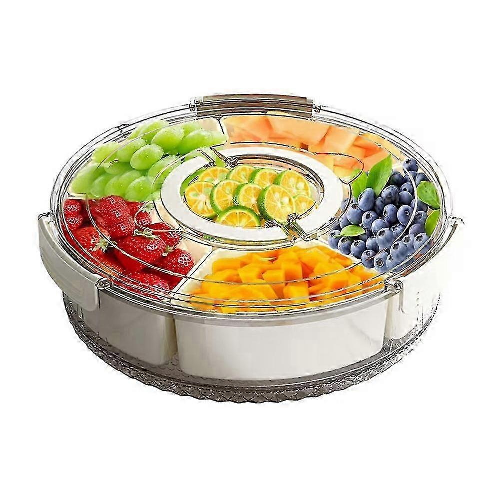 Six-Grid Rotating Snack Box Container with Handle