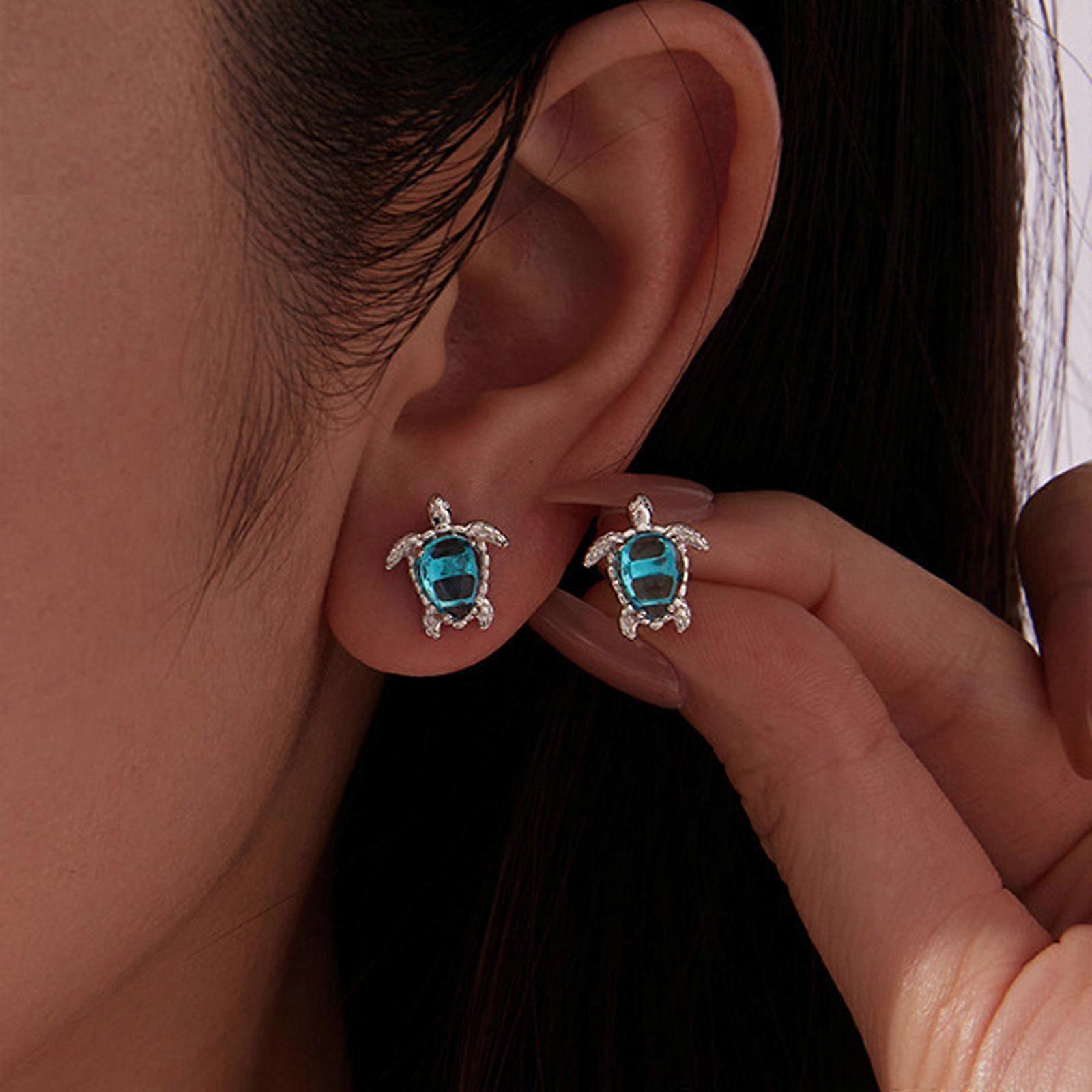Cute Copper-plated White Gold Turtle Earrings