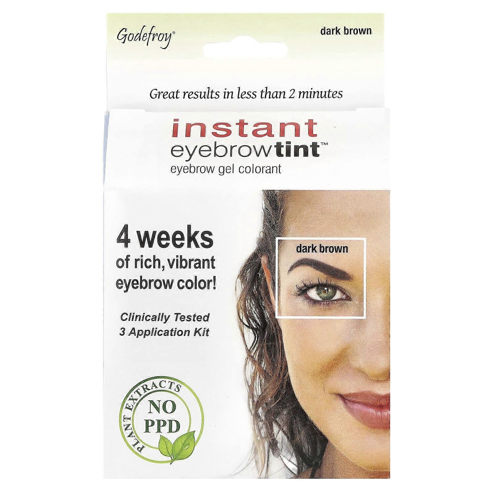 Godefroy, Instant Eyebrow Tint™, Dark Brown, 3 Application Kit, 2-Pack