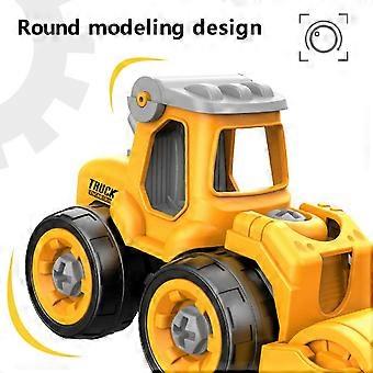 4-in-1 Assembly Construction Vehicle Set with Screwdriver - Excavator, Loader, Road Roller & Drill Toy for Kids
