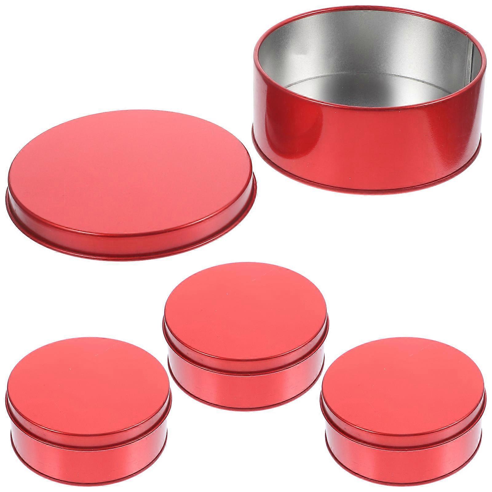 4Pcs Cookie Tins with Lids Round Cookie Tins Candy Boxes Party Cookie Boxes Gift Boxes