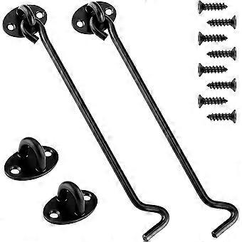 Stück Haartrockner Halter Kabine Haken Tür Riegel Haken Schwarze Edelstahl Haken mit Öl Tür Riegel und Bolzen für Schlösser Scheunentor, Badezimmer, Fenster, S
