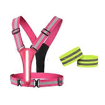 Elastic Rechargeable LED Safety Vest for Men Outdoor Pink New Arrival S03