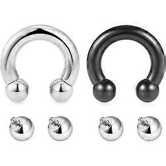 2 stks Intern Schroefdraad Ronde Hoefijzer Barbells 316L Chirurgisch Staal Body Piercing Sieraden 00G-12G voor Vrouwen Mannen