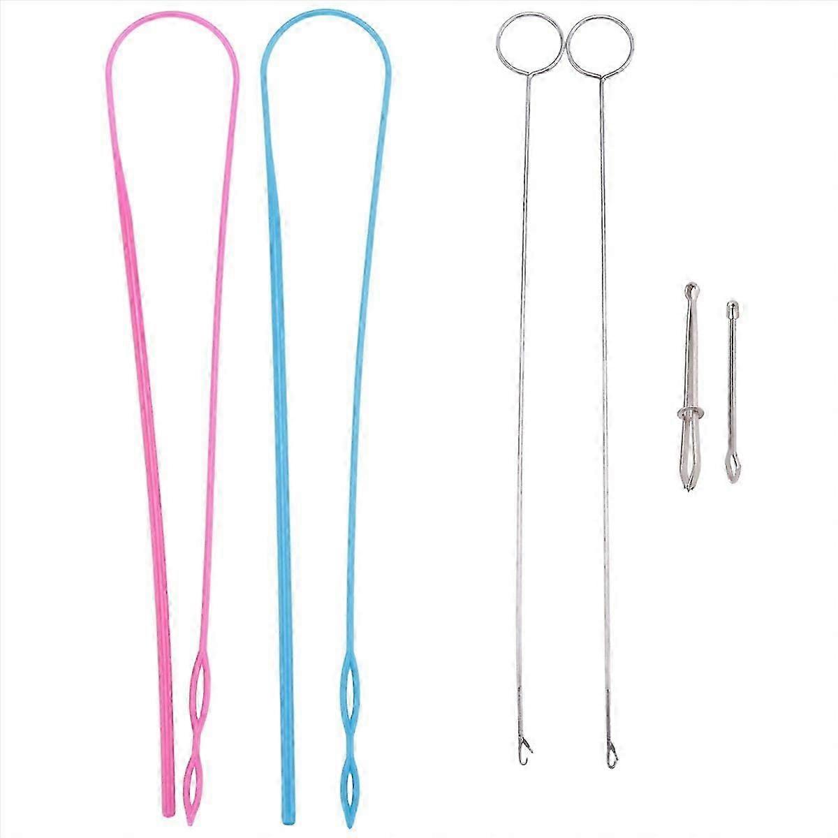 6 Pieces Sewing Loop Kit, Loop Turner Hook Flexible Drawstring Threader Metal Tweezers Long Loop Tur