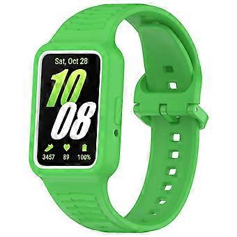 Für Samsung Galaxy Fit 3 Silikon Uhrenarmband mit integriertem Gehäuse Ersatz Armband Hellgrün