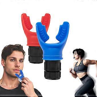 2 Pack Adjustable Breathing Trainer for Athletes, Respiratory Muscle Exercise for Running Cycling Swimming Red and Blue