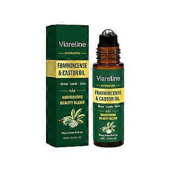 Weihrauch- und Rizinusöl-Roll-On, pflegende Bio-Schönheitsmischung, 100 % reines, hexanfreies Öl, vielseitig anwendbar für Gesicht, Augenpartie, Wimpern, Augenbrauen und Haut.