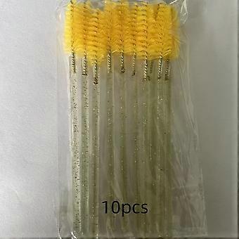 Disposable Crystal Mascara Wands with Glitter-Filled Handle, Spiral Eyelash Brush and Solid Brow Comb