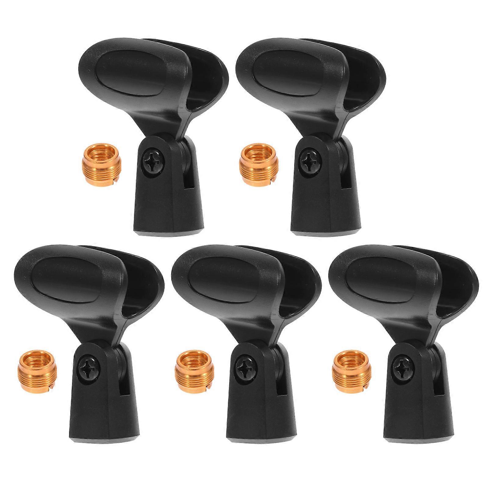 5sets Practical Plastic Microphone Holder Wireless Microphone Clip Black