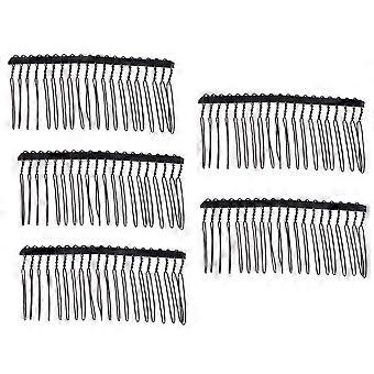 5pcs Metal Hair Clip Combs Veil Combs Inserted Combs for Women Girls Lady Black