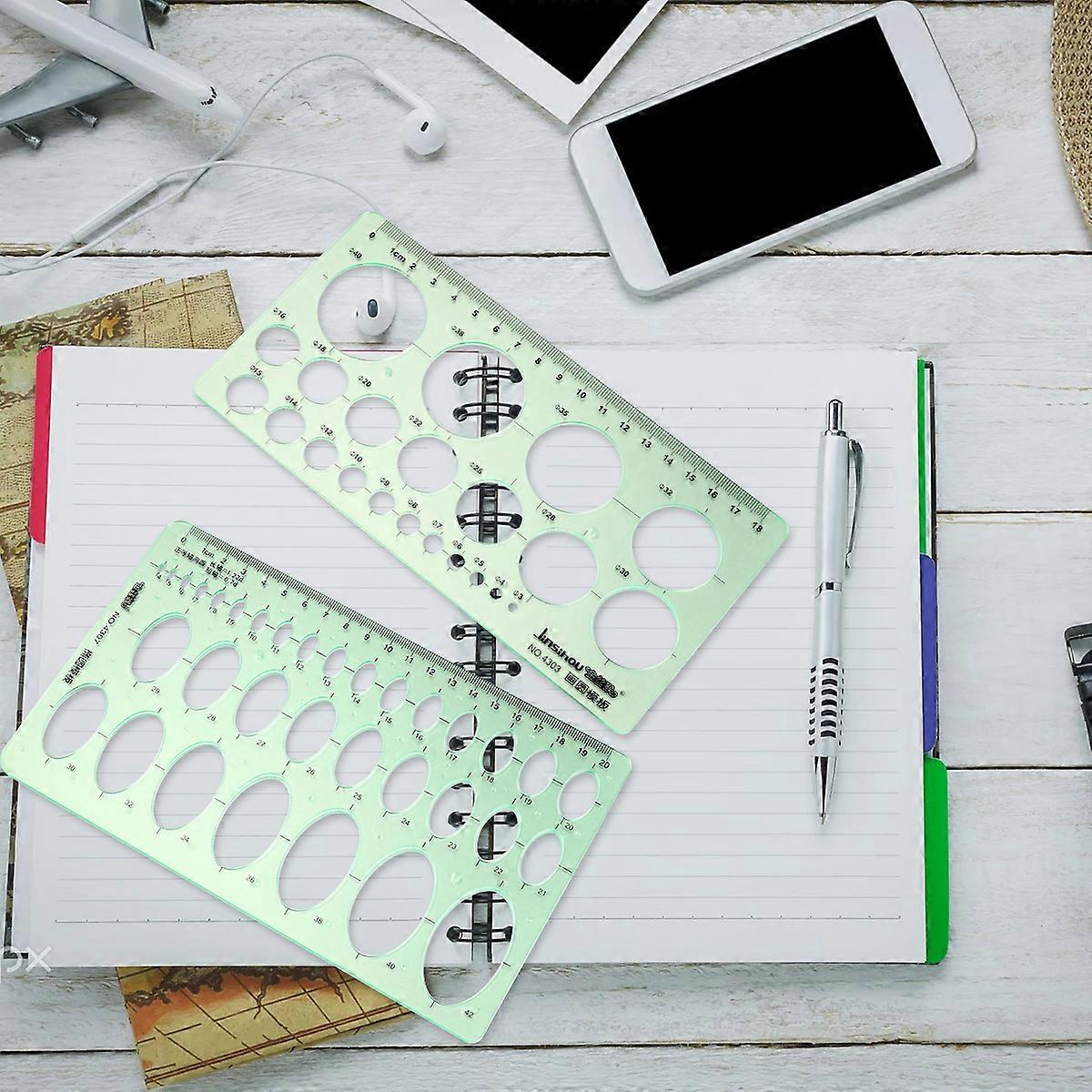 Drawings Templates Plastic Draft Rulers for Math Measurement 2Pcs Use