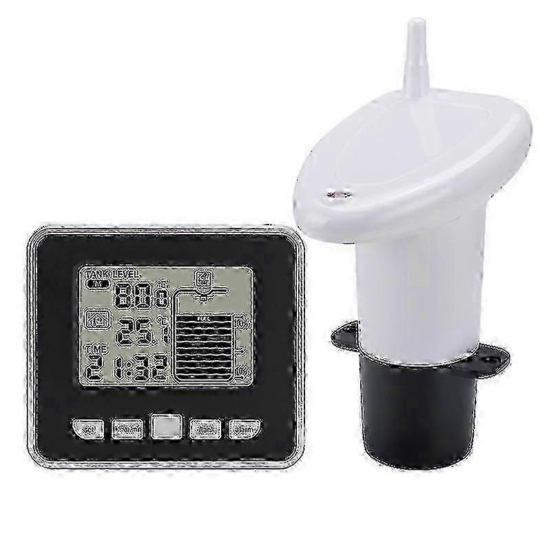 Wireless level gauge for cistern with temperature sensor