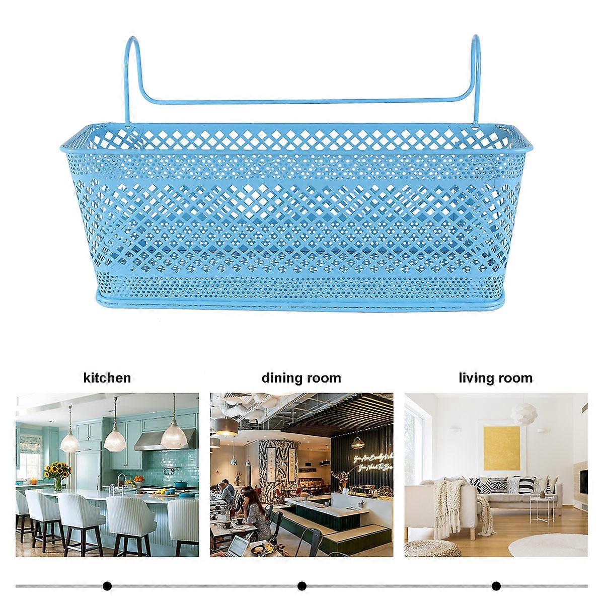 1PC Rectangular Storage Basket Iron Wire Process Grid Storage Basket (Random Color)