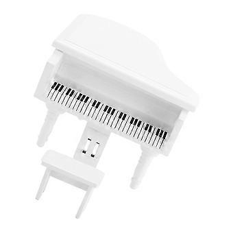 Miniatura de piano de madeira para decoração de casa de bonecas, feita de madeira branca.