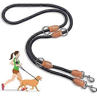 Multi-Purpose Hands-Free Dog Leash (7ft) - Strong Dog Training Leash, 1.4cm Thick Nylon Double Dog Leash, [3 Adjustable Lengths] Walking Running Long