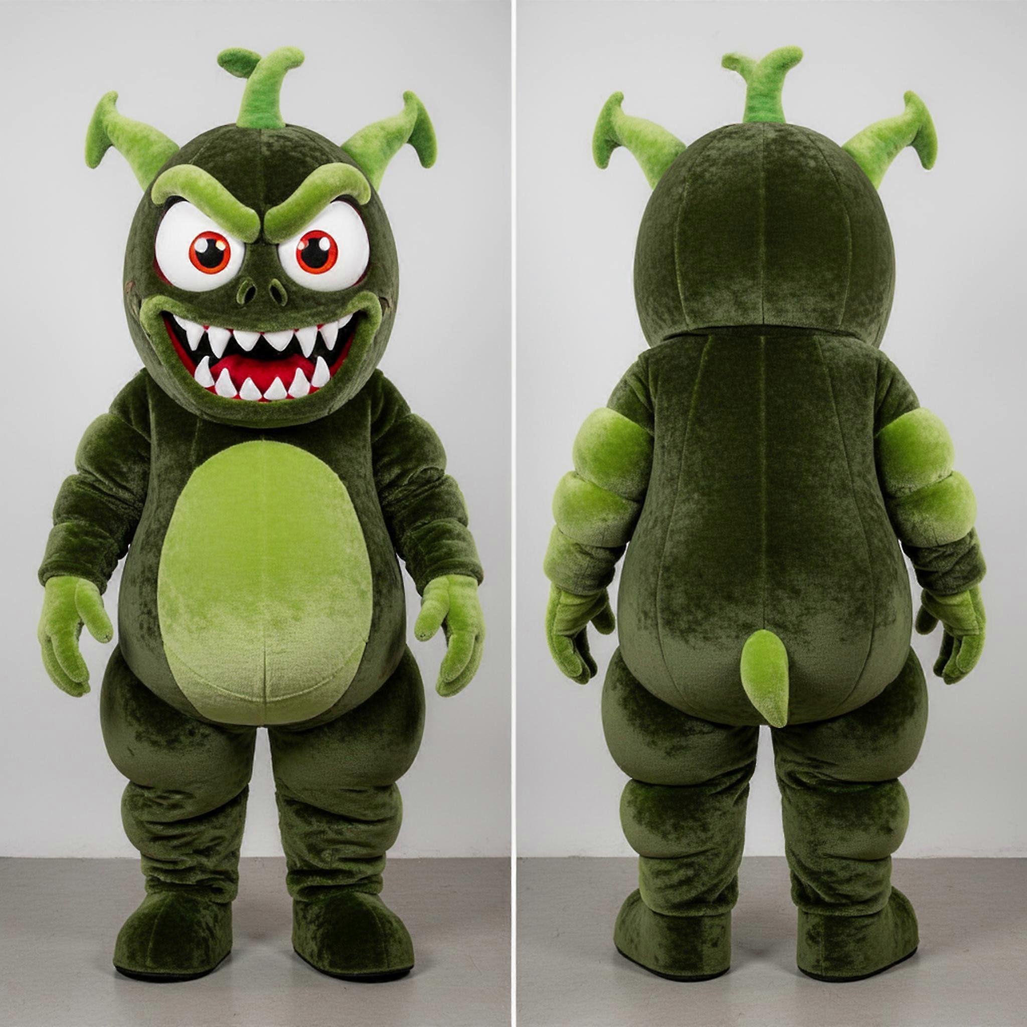 MASTICOT Olive Green Plush Demon Mascot