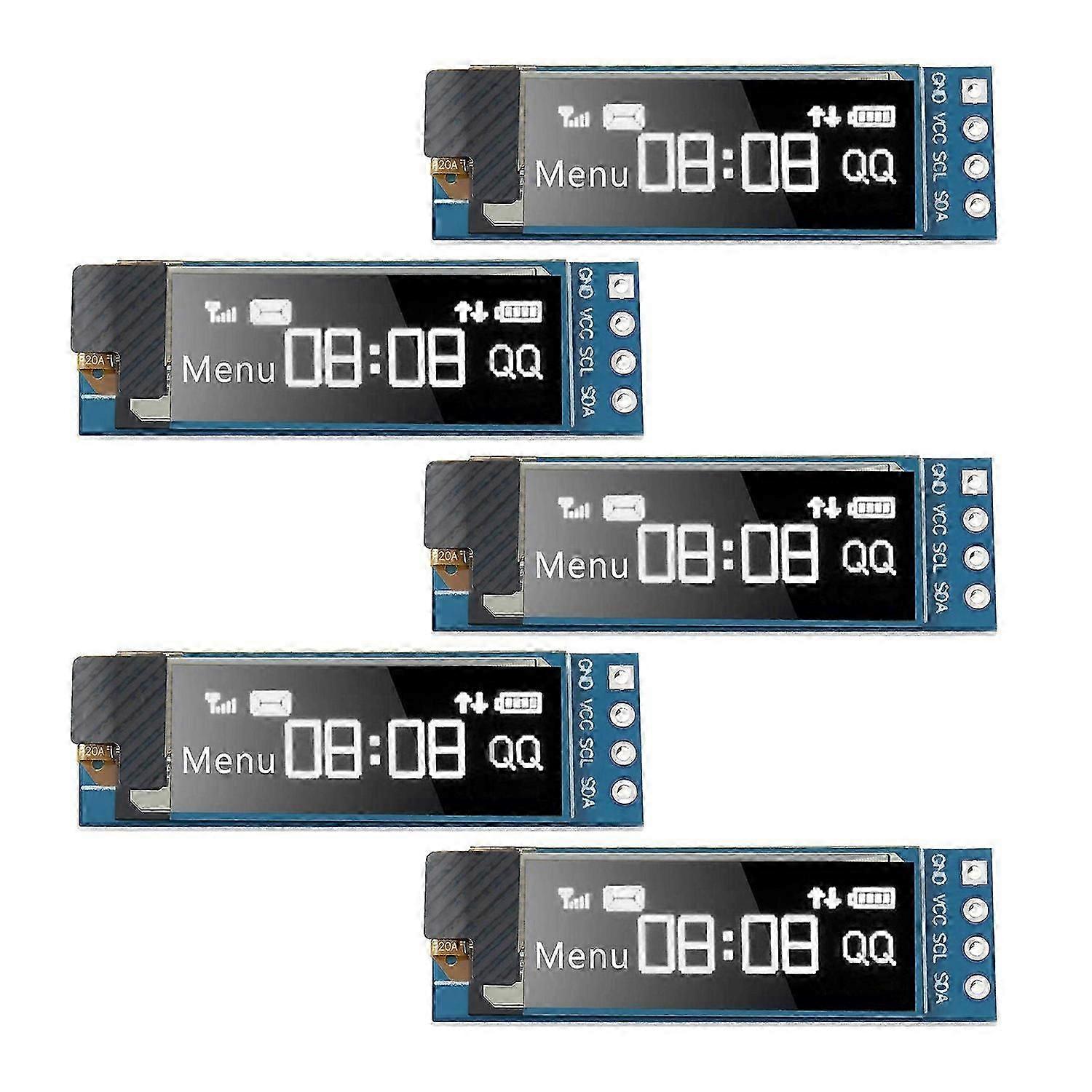 5 Pieces I2C Display Module 0.91 Inch I2C OLED Display Module(White Light)