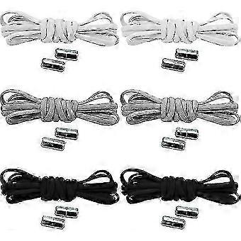 6 Pairs Elastic Shoelaces Metal LOck Shoelaces Metal Button Shoelaces for Sneakers YF