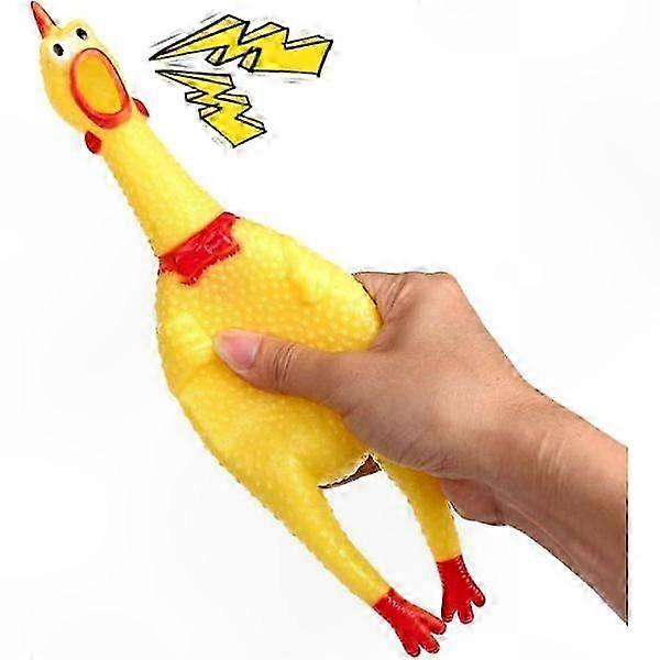 Novelty rubber chicken toy.