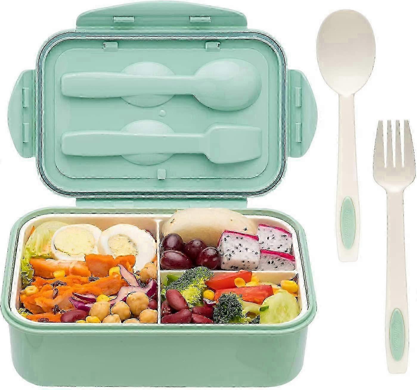 Microwave-Safe 3-Compartment Bento Set