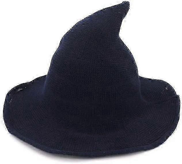 Foldable Knitted Witch Hat Navy Blue