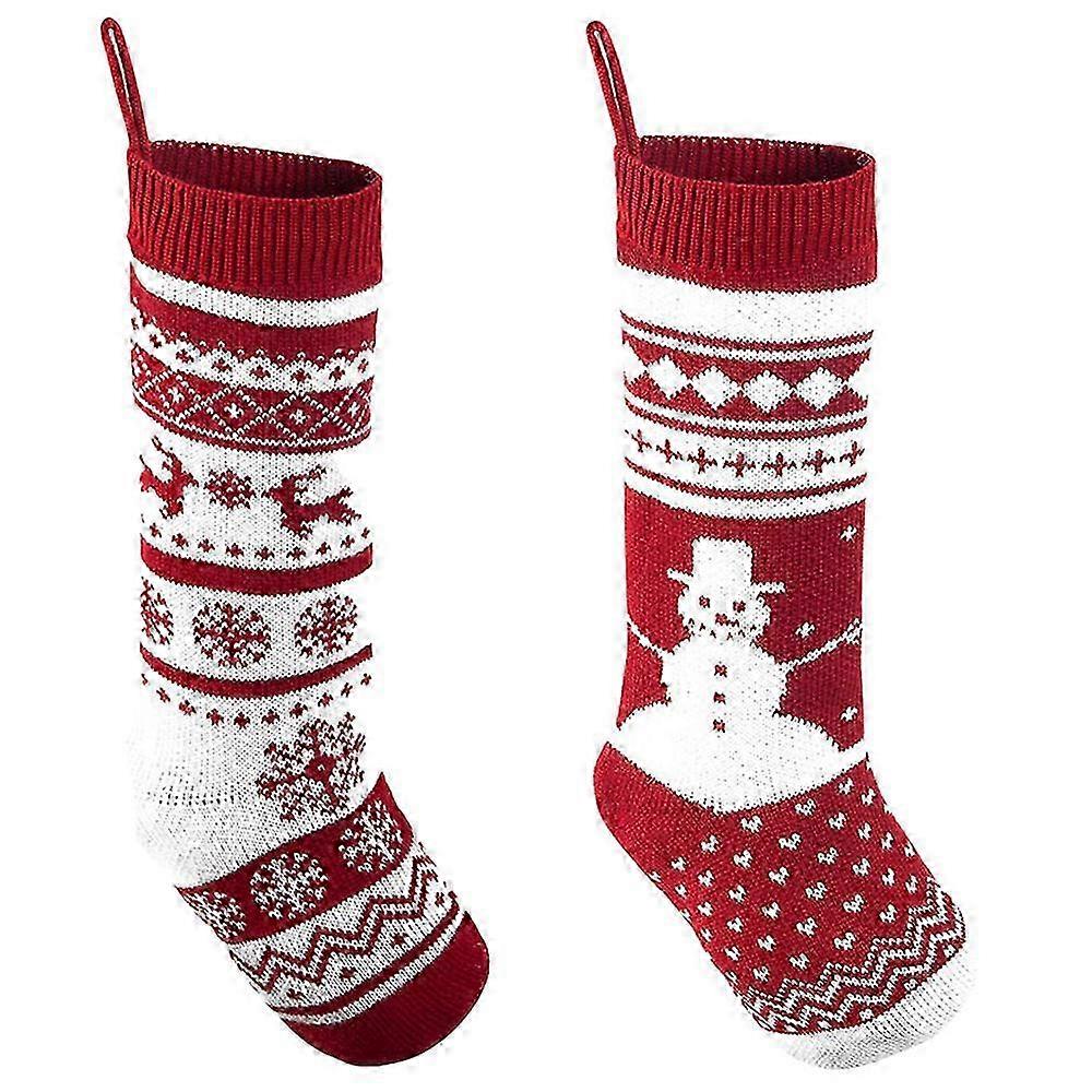 Rustic Knit Reindeer Christmas Stocking