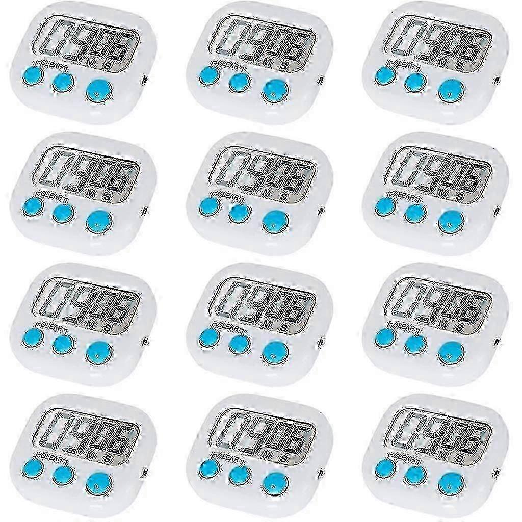 12 Pack Digital Kitchen Timer with On/Off Switch and Loud Alarm