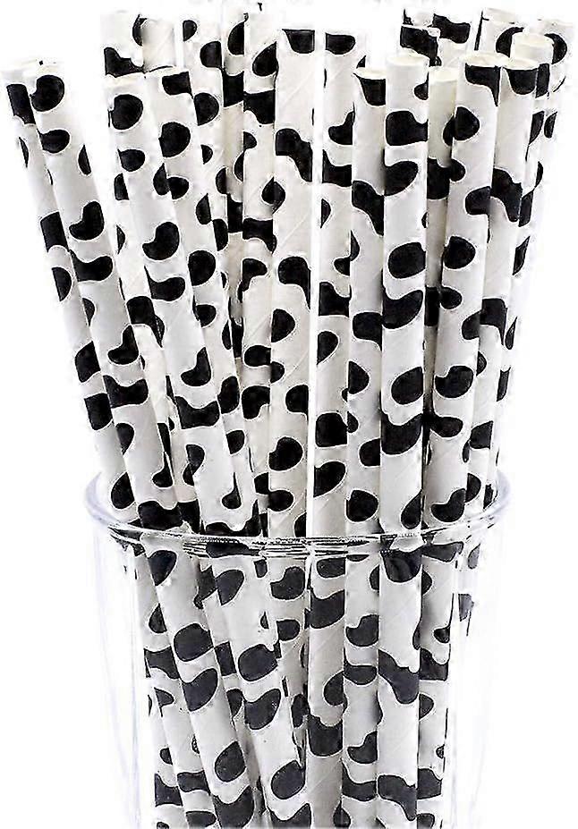 Biodegradable Cow Print Paper Straws