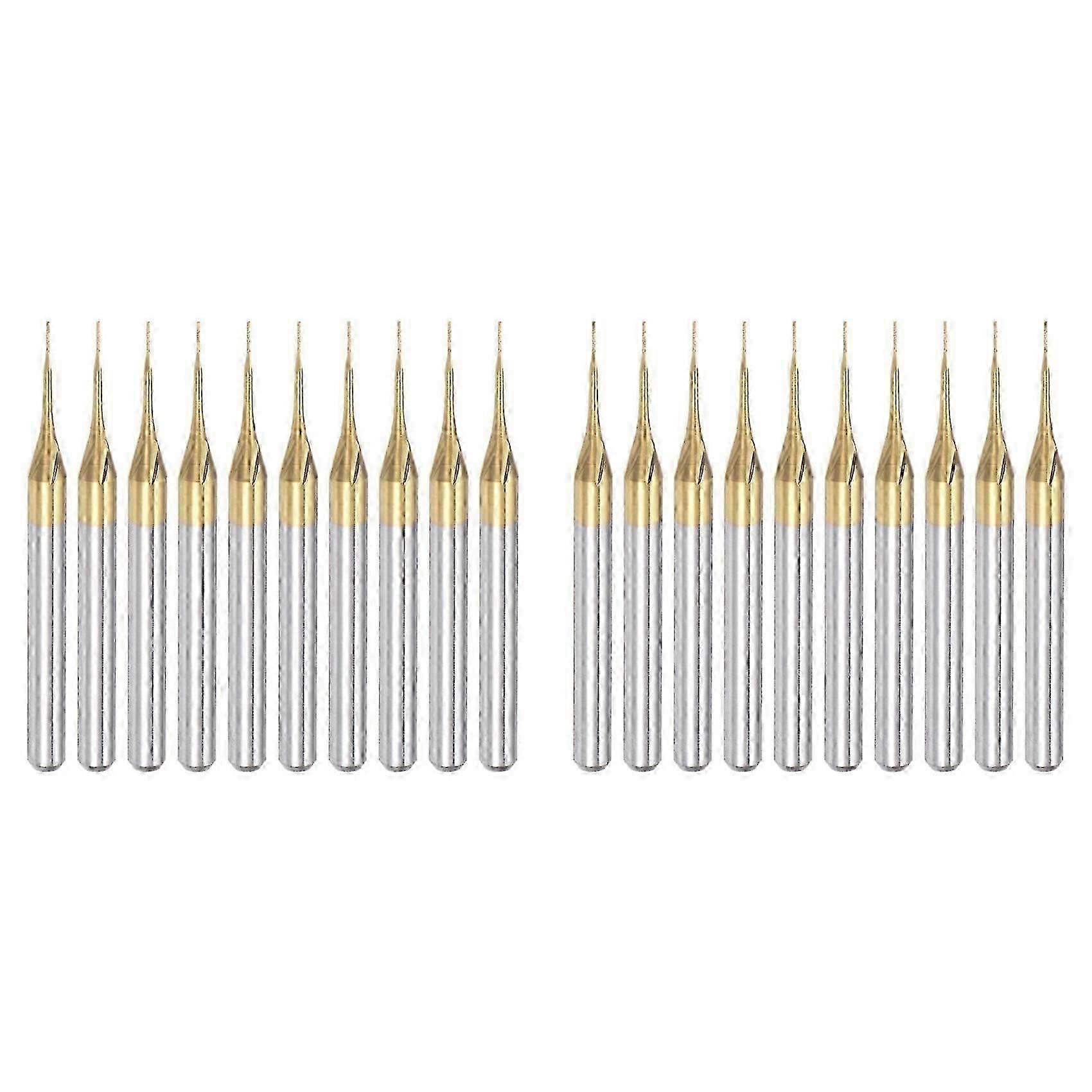 20PCS Titanium Coat Carbide End Mill Engraving Milling Cutter CNC Router Bits compatible with PCB Machine. 1/8 Inch Shank 0.3Mm ZY