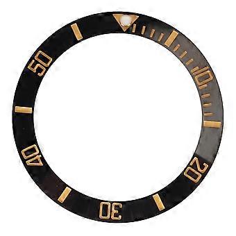 40mm Diameter, watch Bezel Insert Ring Clear Scale Luminous Ceramic Replacement Bezel Insert Gold Character Black Back_HP