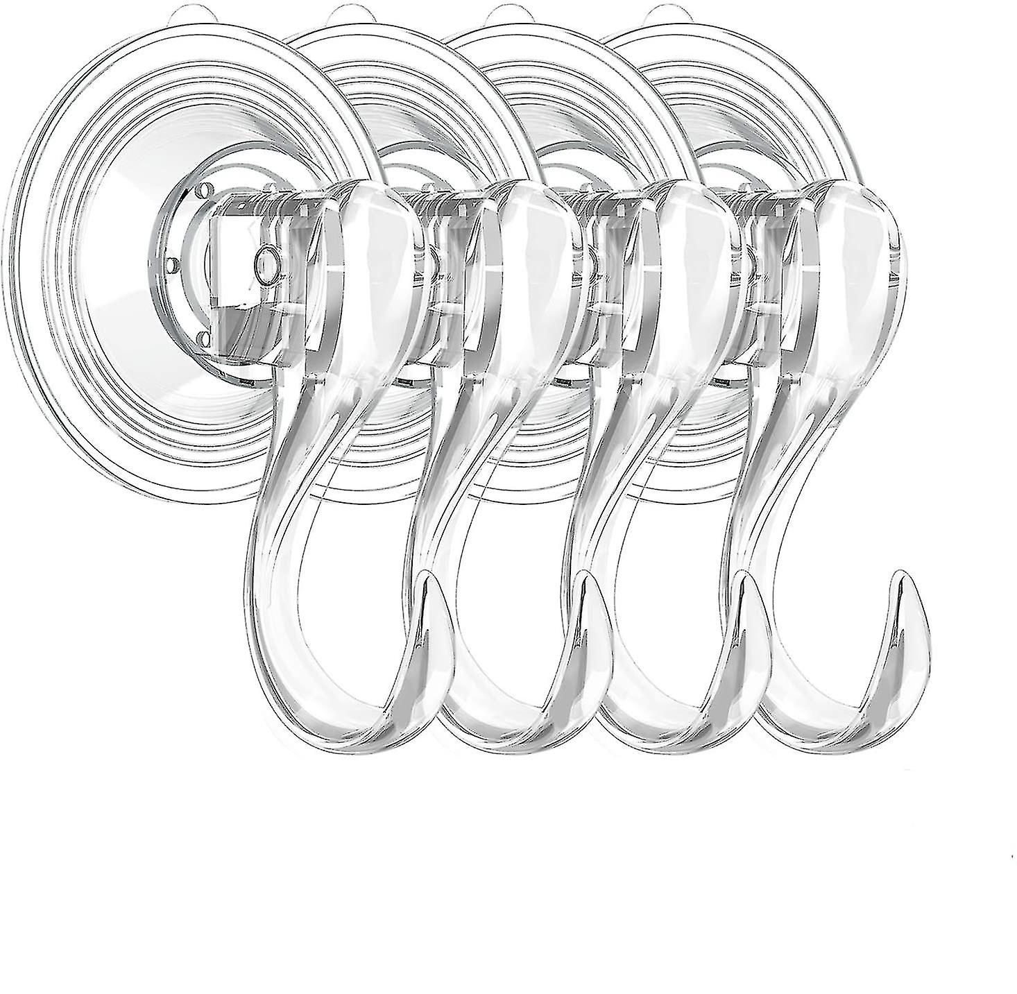 4pcs Suction Hooks, Clear Reusable Heavy Duty Vacuum Suction Cup Hooks