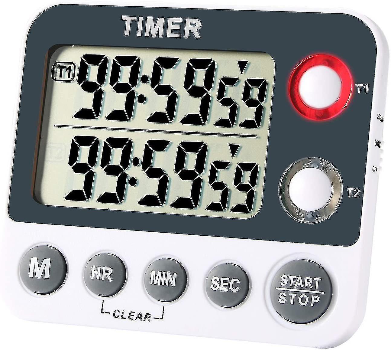 Digital Kitchen Timer Magnetic Large Screen Countdown Timer Clock 2 Channel Groups 99 Hours Laboratory