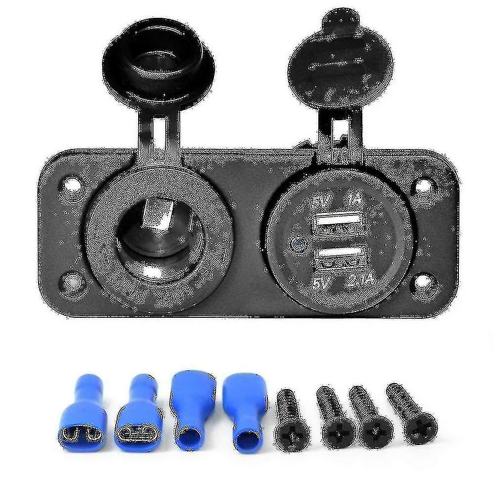 dobbel usb bil sigarettenner socket splitter 12v lader strømadapter stikkontakt