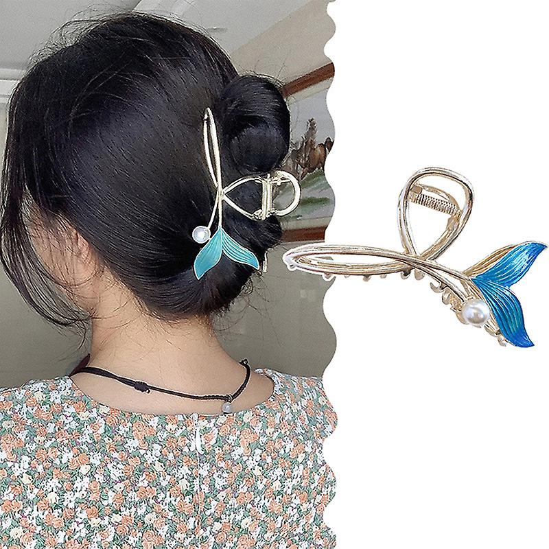Femmes Bleu Perle Queue de poisson Clips à cheveux Clips en queue de cheval Clips de requin Couvre-chef pour filles