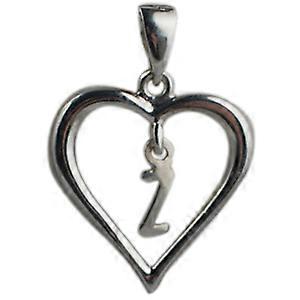 Silver heart Pendant with a hanging Initial Z
