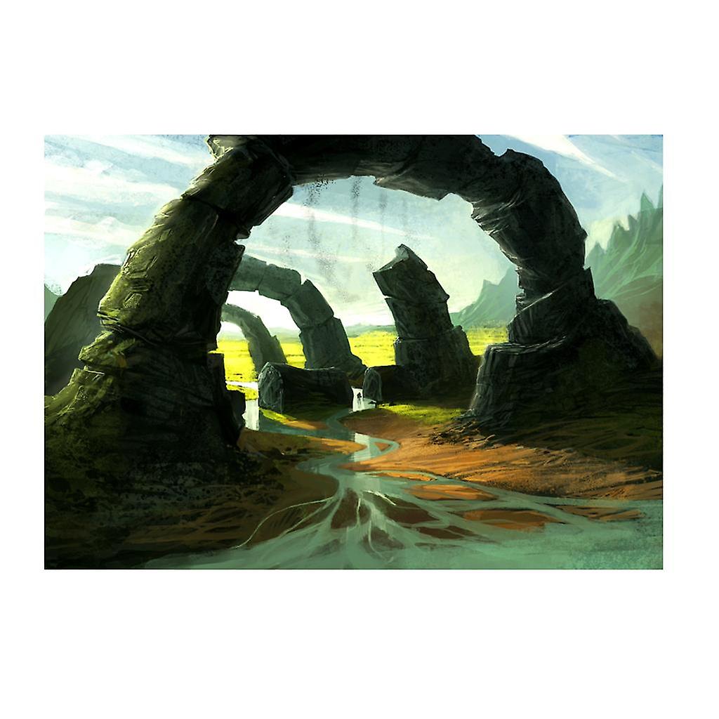 Fish Tank Aquarium Background Wall Decor Sticker Stone Arch Bridge 76x46cm