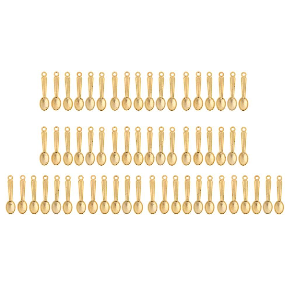 60pcs Dollhouse Miniature Alloy Spoons Set Copper Tableware Kits Accessories