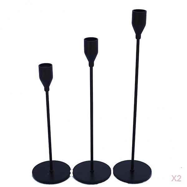 2xBlack Candle Holders Table Decorative Candlestick Holder for Party Decor