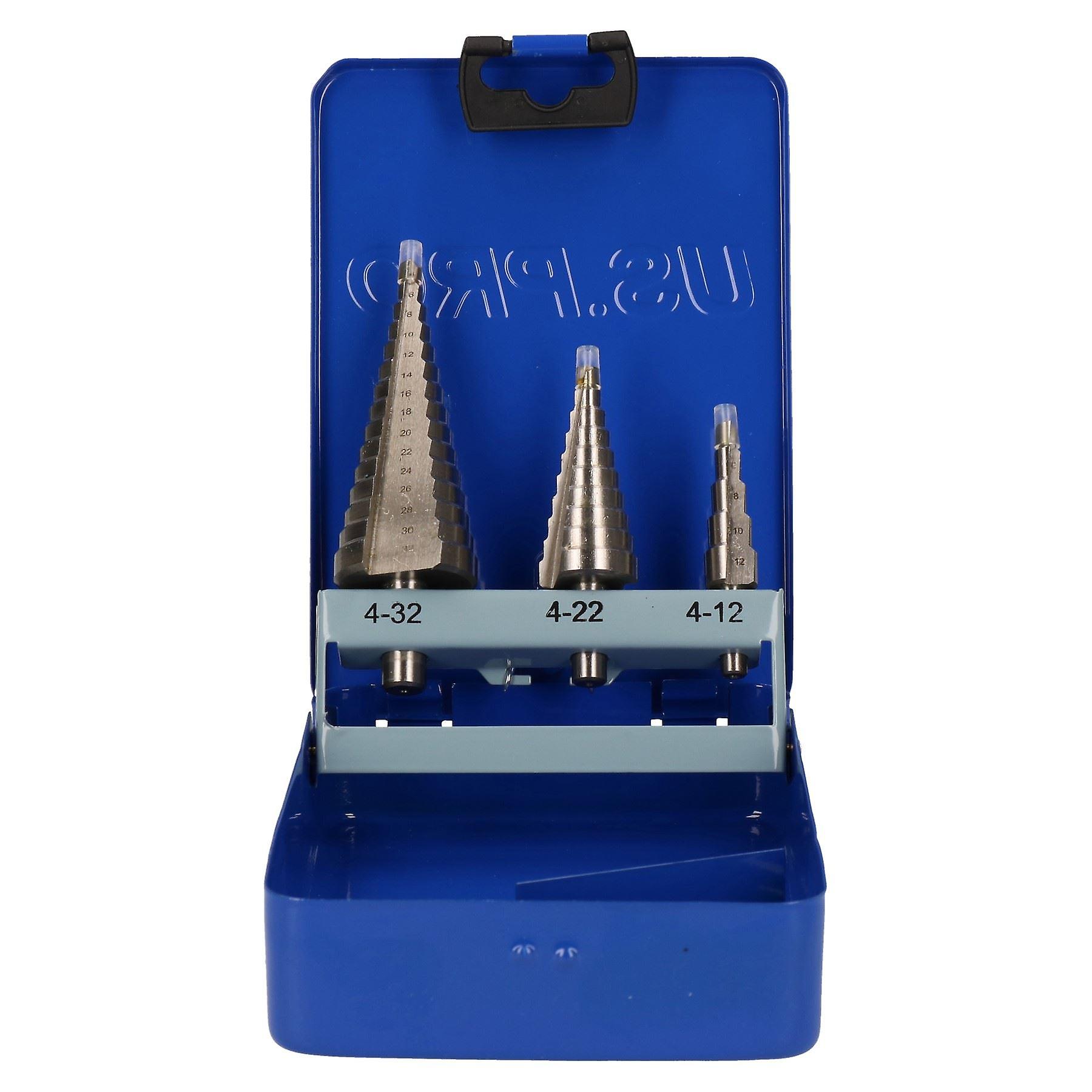 Step drill / cone cutter / drill bits 3pc set / kit 4mm - 32mm AT321