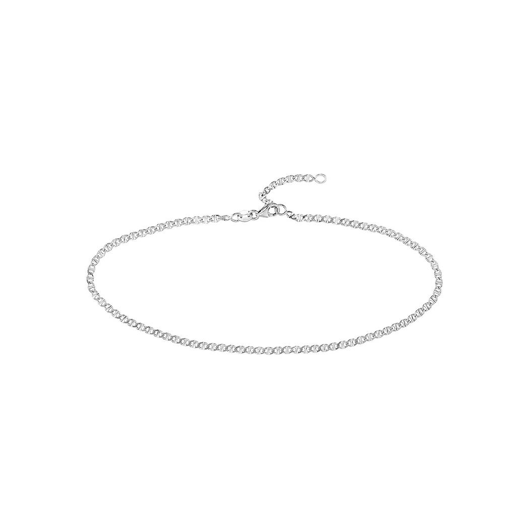 14k White Gold 2.2mm Flat Mariner Link Adjustable Anklet 10 Inch-Anklet for Women
