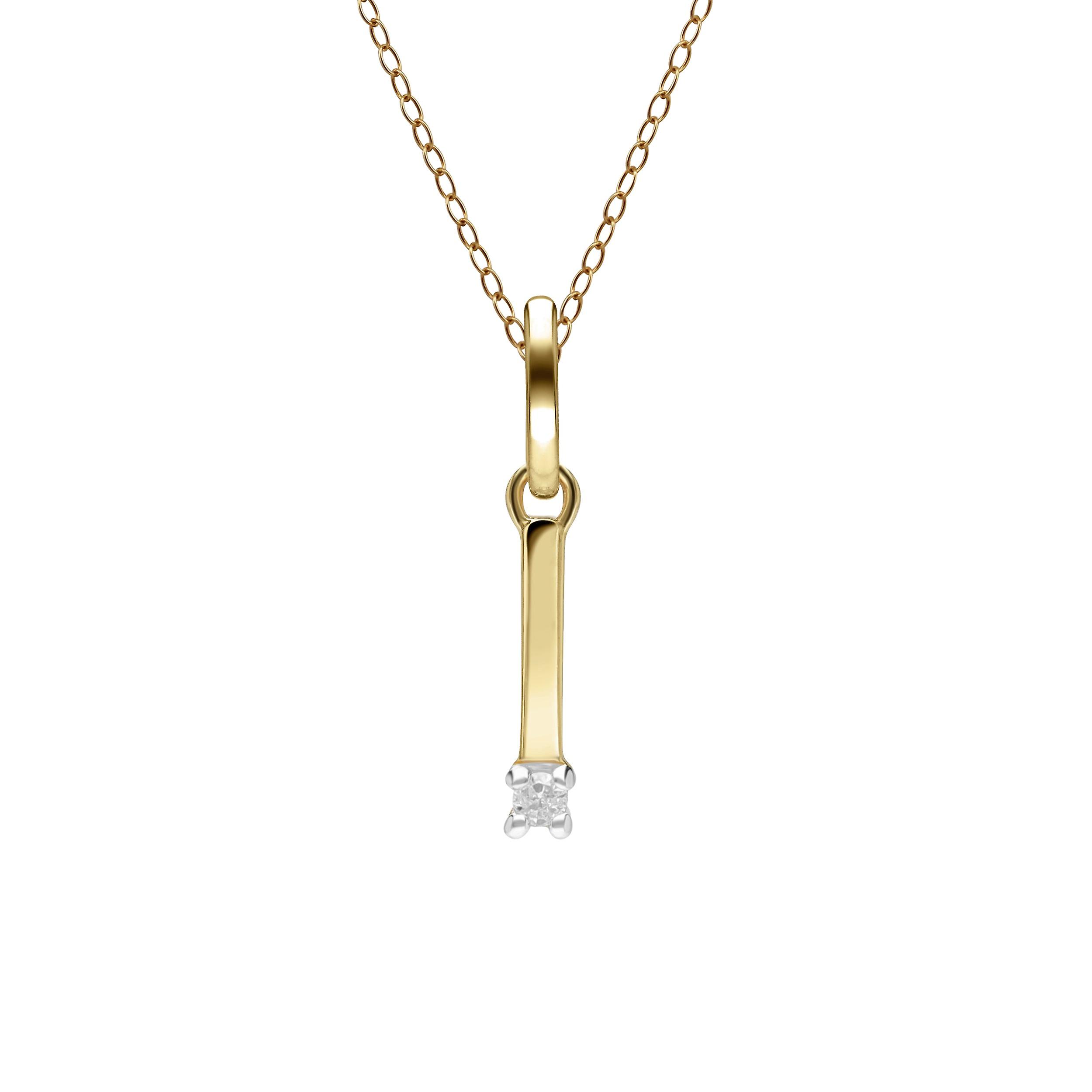 Initial I Diamond Letter Necklace in 9ct Yellow Gold