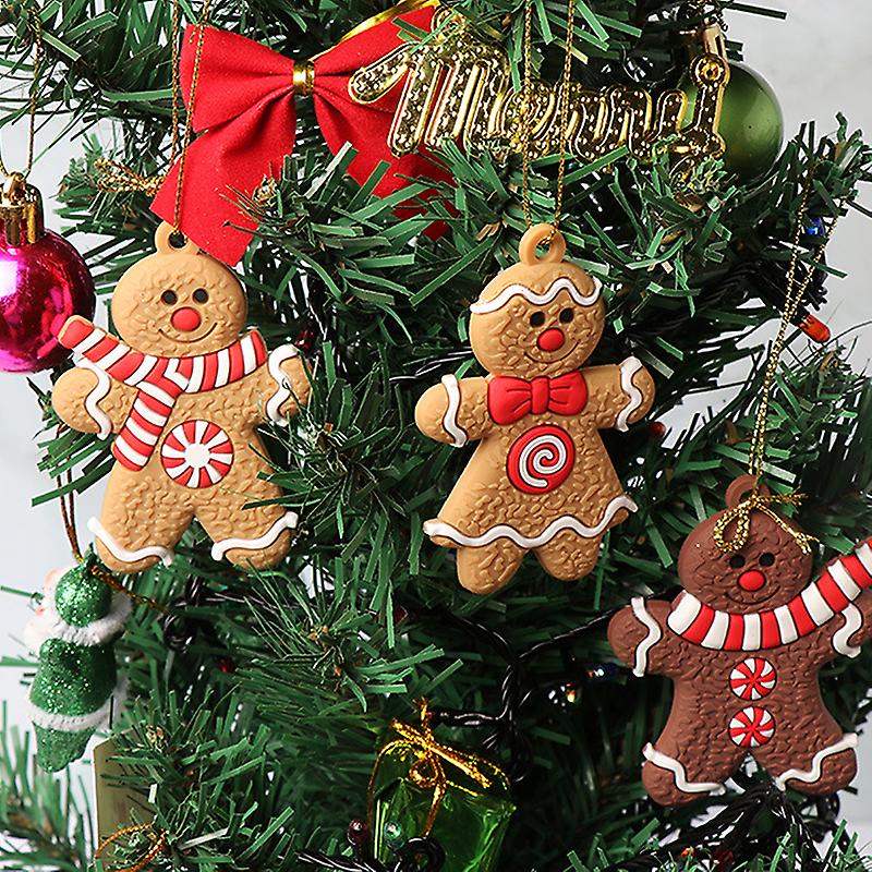 6/10/11/12pcs Gingerbread Man Ornaments Xmas Tree Hanging Pendant Decorations