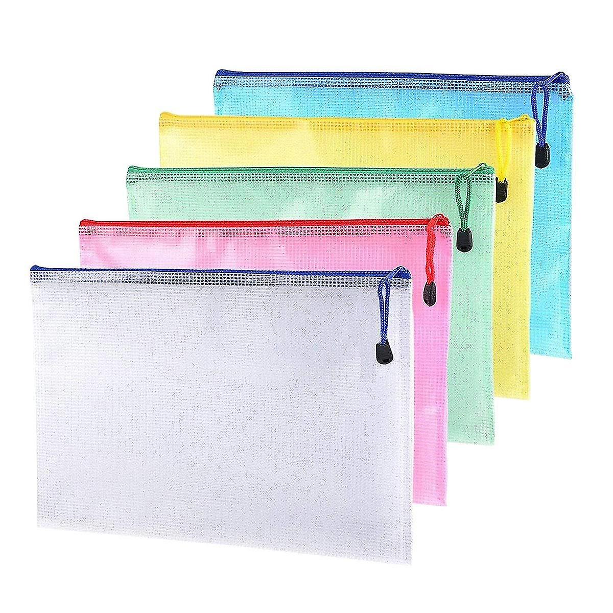 20 Pack glidelås File Poser A4 Mesh Document Bag Plast Mapper Lommebøker Kontor Skole Storage poser For Document Business