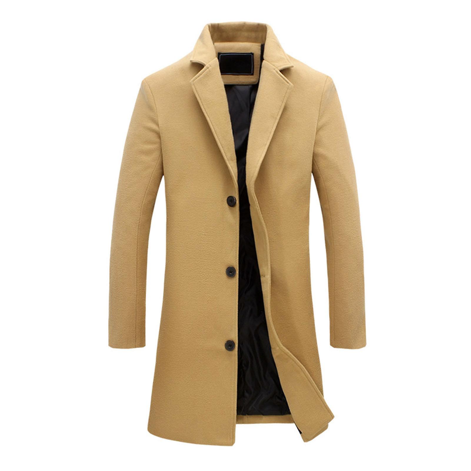 Fianao Decorative Men Jacket Easy Match Polyester Single Breasted Men Overcoat for Winter