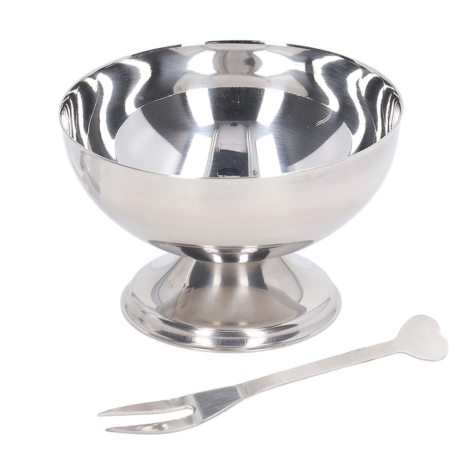 Stainless Steel Ice Cream Bowl for Dessert, Pudding, Sundae, Salad, Dip, Tasting Bowl with Fork, 150ml