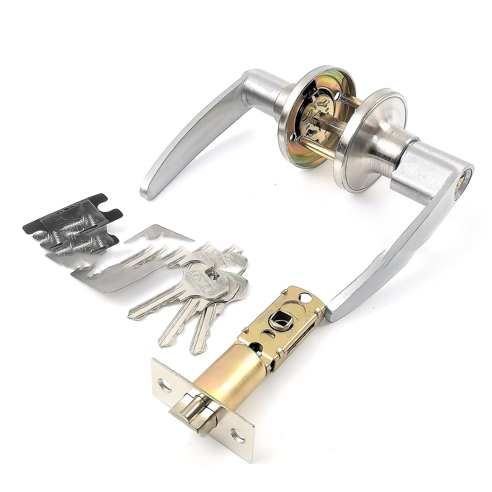 Durable Straight Door Lever Handle - Brass Core, Easy Install, Includes 3 Keys, Lockable