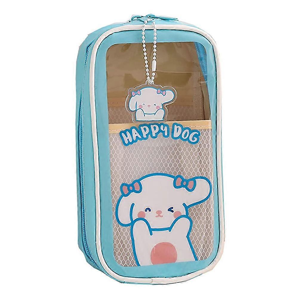 Trousse à crayons Kawaii, portable et mignonne, transparente, grande capacité, fournitures scolaires pour adolescentes